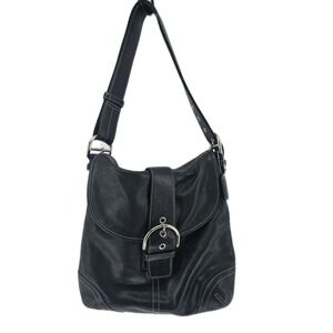 Vintage Coach G3s-9481 Black Leather Hobo Bag Bucket Shoulder Purse *
